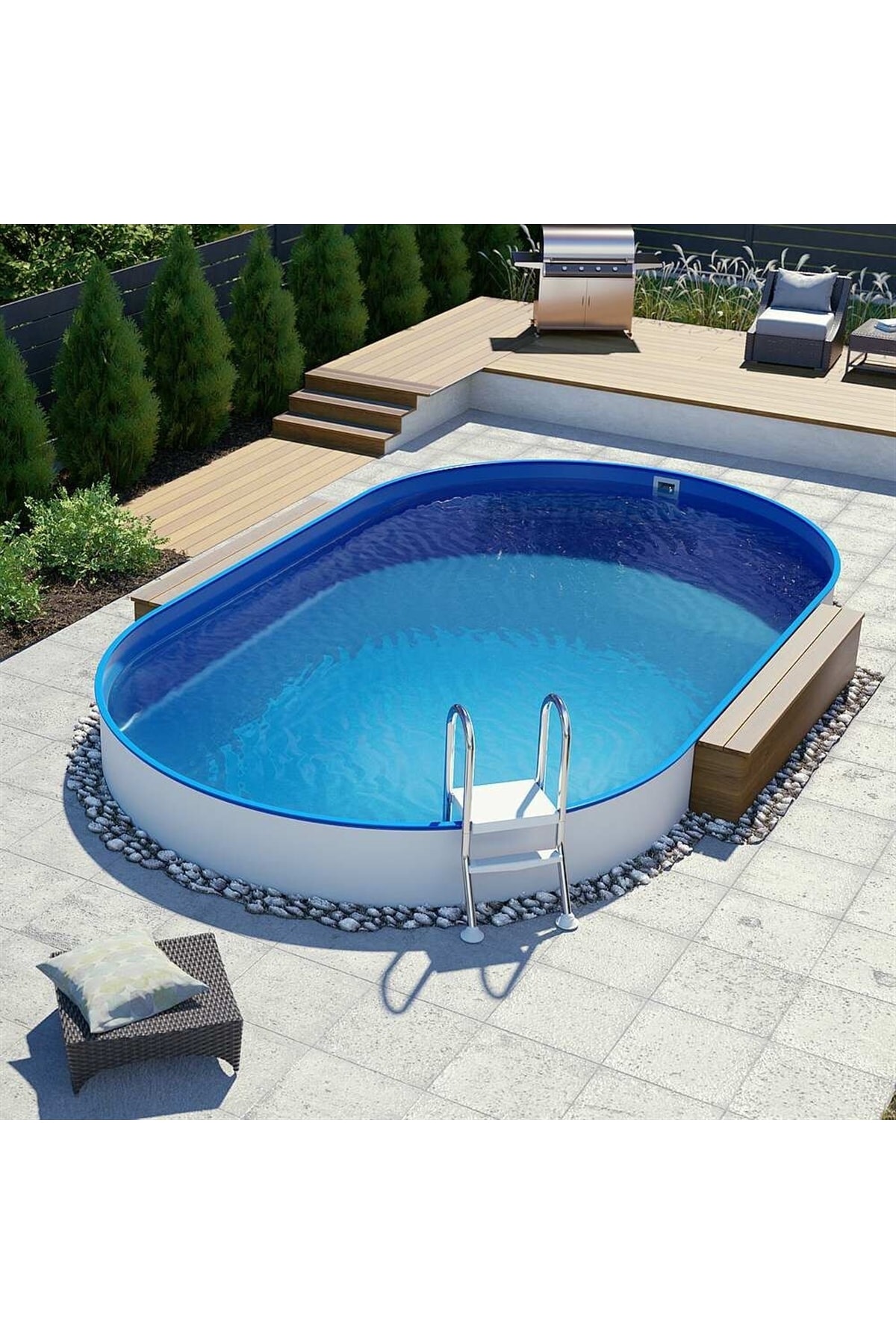Sermed Havuz Yüzme Havuzu Maldiv Silver Set Yarı Gömme Tip 7 X 3.5 Metre H:120 Cm